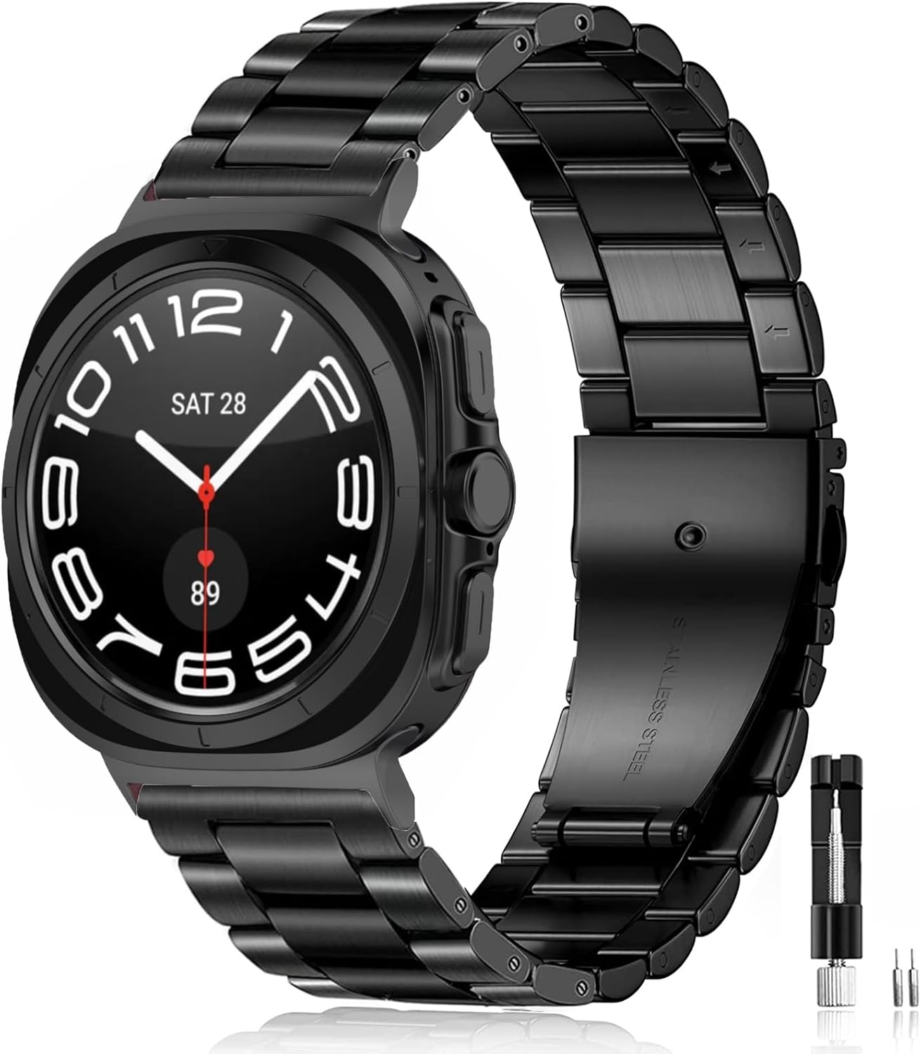 Olytop for Galaxy Watch Ultra Bands 47mm (2024/2025), Business Metal Stainless Steel Wristband Replacement Strap Men Women for Samsung Galaxy Watch 7/8 Ultra 47mm, Black