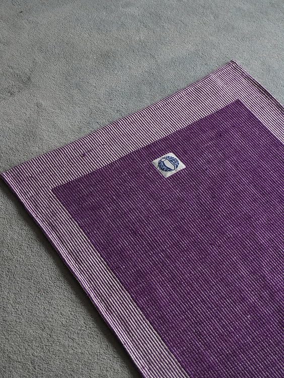 Restorative Yoga Mat – Soft Woven Cotton Meditation Mat | Thick Cushioned Exercise Mat for Yoga, Stretching, Pilates & Floor Work | Non-Slip Comfortable Floor Mat (Purple)-image-28