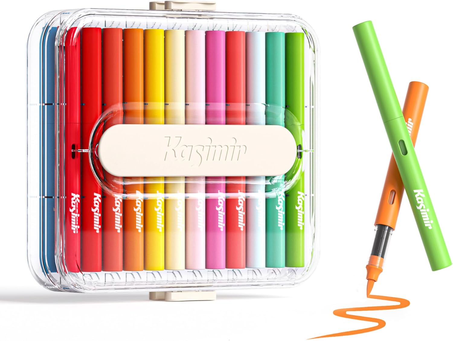 Kasimir Acrylic Paint Markers Pens, Brush Tip Automatic Ink Control Marker for Art Wood Fabric Glass Rock Multi-Surface, Quick-Dry, Water-Based & Washable - 84 Colors