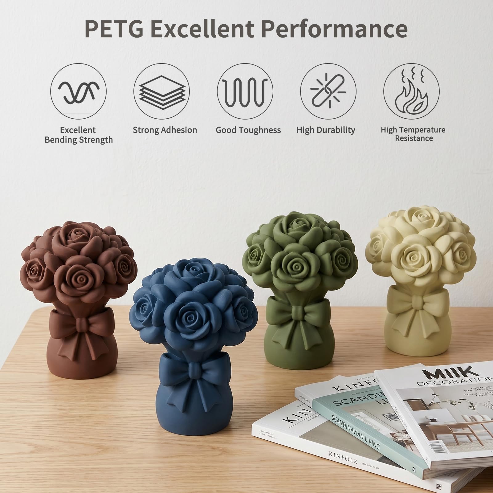 IEMAI Mate PETG Filamento 1.75mm 4KG, Beige/Marrón/Azul Marino/Verde Militar, Filamento para Impresora 3D PETG de Fuerte Tenacidad, Compatible con impresoras 3D Bambu Lab