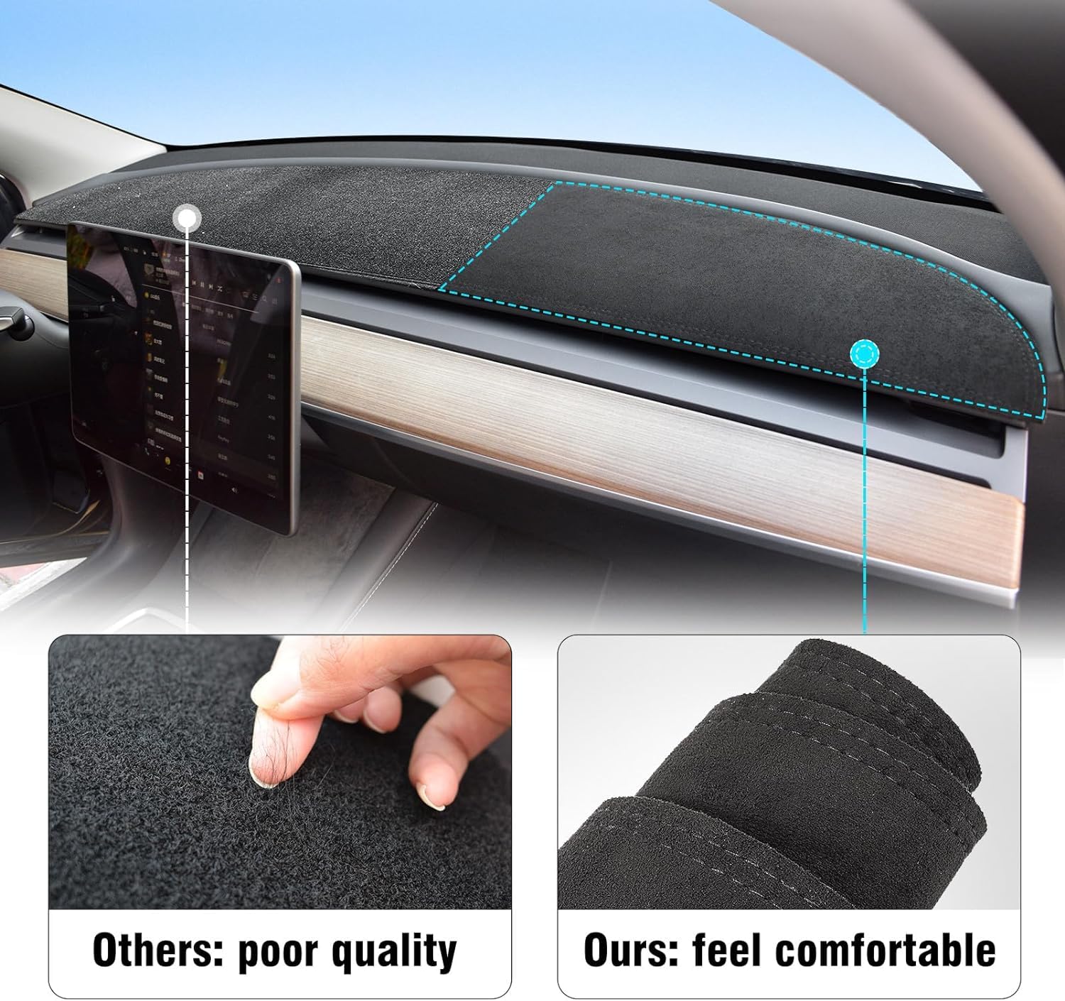 DHONDT Copri Cruscotto Auto per Toyota Yaris Cross XP210 2020-2024, Nero, Poliestere, 140 cm