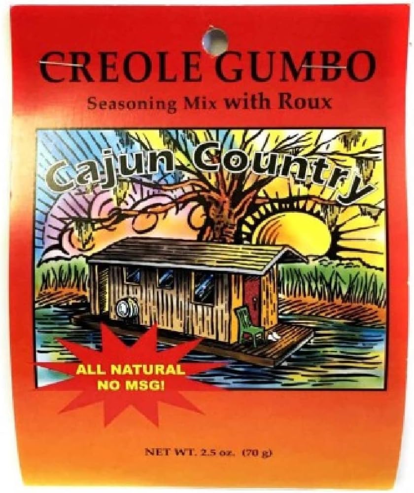 Cajun Country Creole Gumbo Base Seasoning Mix With Roux, 2.5 Ounce Bag (No MSG, All Natural Ingredients - Makes 4 to 6 Servings)