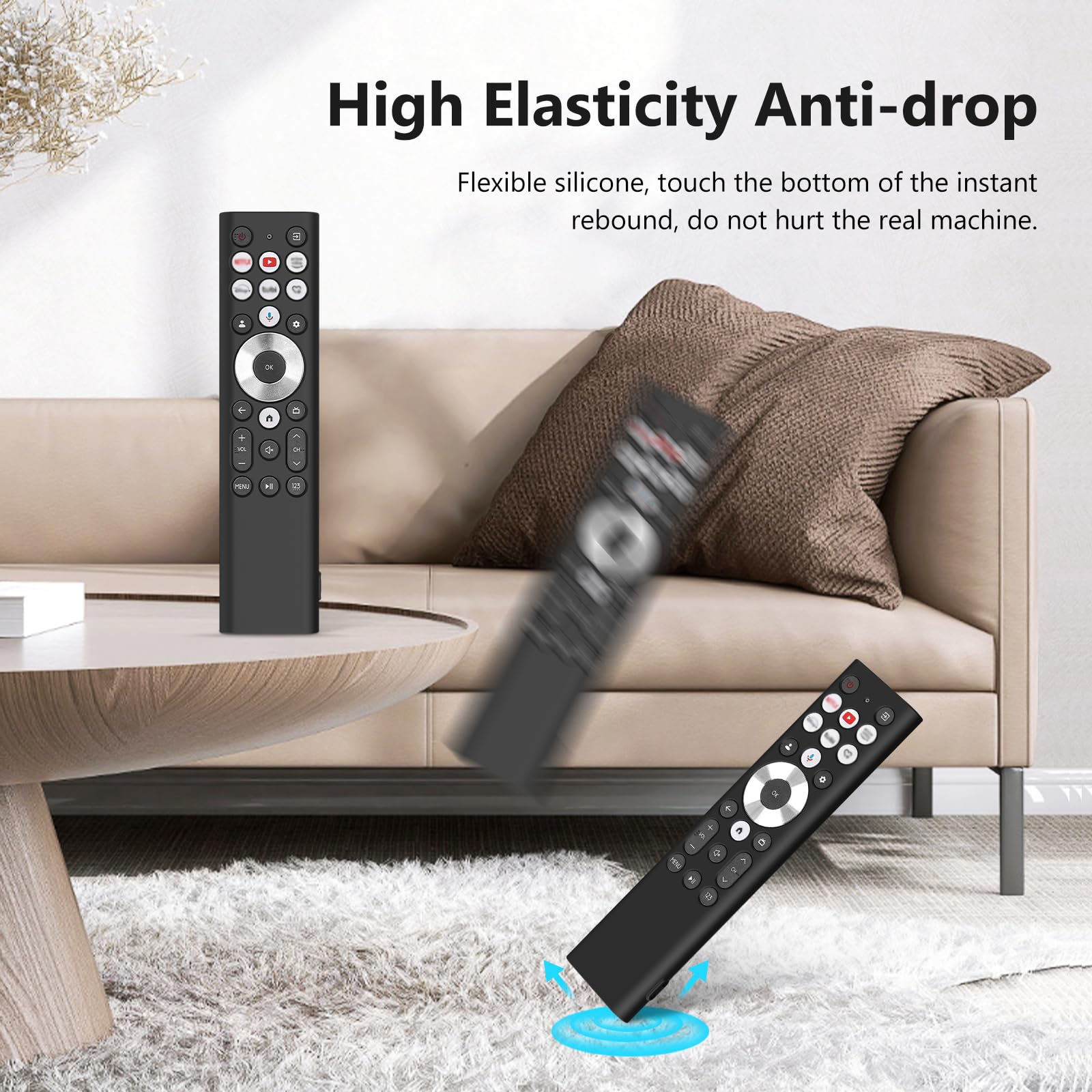 USTIYA SG Funda Control para Hisense Smart TV ERF6A80/ERF6G80H/ERF6F80H 85U88N Clase A7 U8 Series 4K para Google TV Control Remoto Case Silicone Remote Protection Cover Protector (Negro)