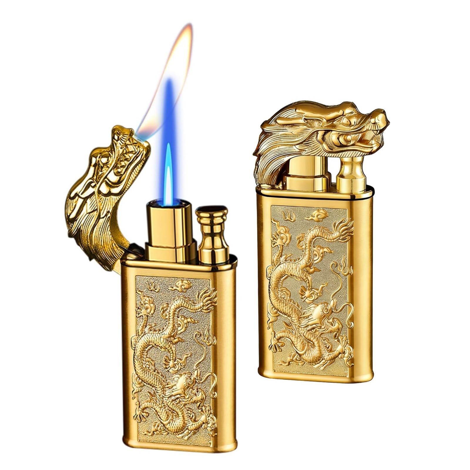 Encendedor de doble llama ajustable que no se apaga con el viento exterior