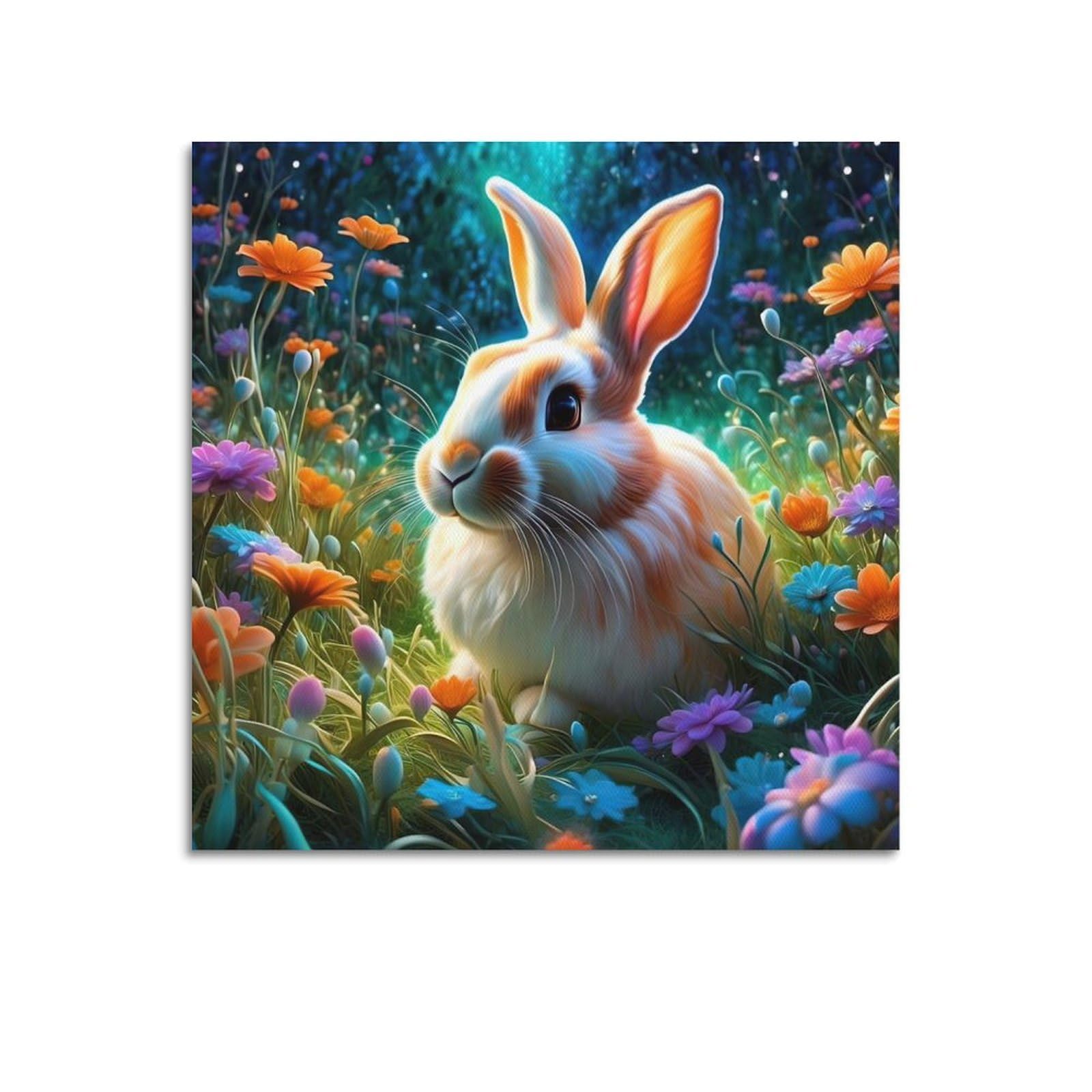 WPHSFX Animal Poster Bunny in The Bush Poster Decorative Painting Canvas Wall Posters And Art Picture Print Modern Family Bedroom Decor Posters 20x20inch(50x50cm)