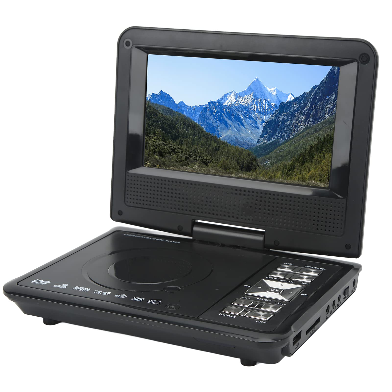 Lettore Dvd Portatile Da 7 Pollici, Lettori Video Multifunzionali Con Poggiatesta Con Schermo Girevole Hd Con Altoparlanti Stereo Doppi, Supporto Cd/Dvd/Scheda Sd/Usb, Memoria Breakpoint