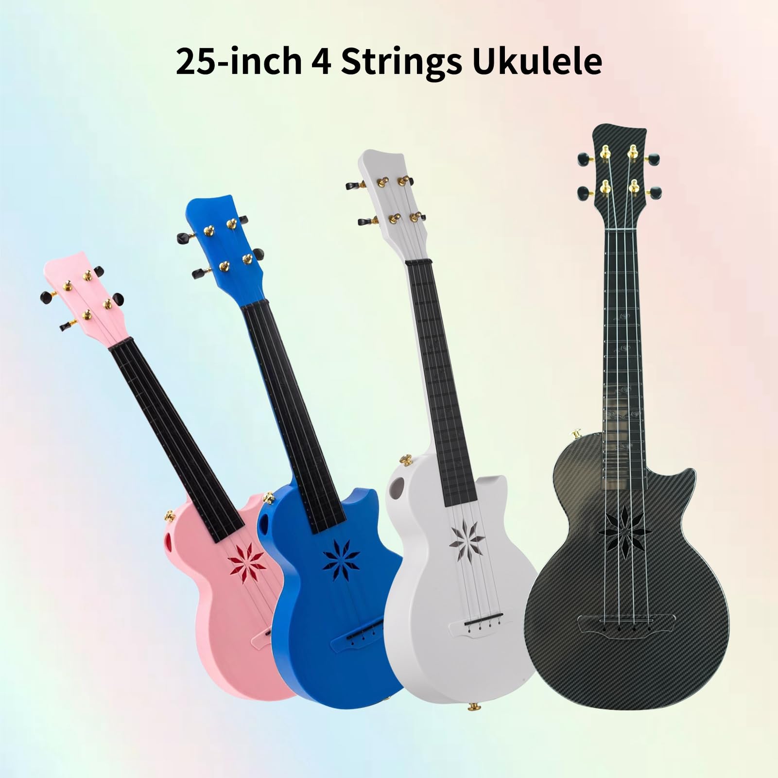 Mtlavishishishishishing 25 pollici 4 corde in fibra di carbonio ukulele ideale per principianti e professionisti uno strumento a corda portatile per le esibizioni scolastiche di (Blue)