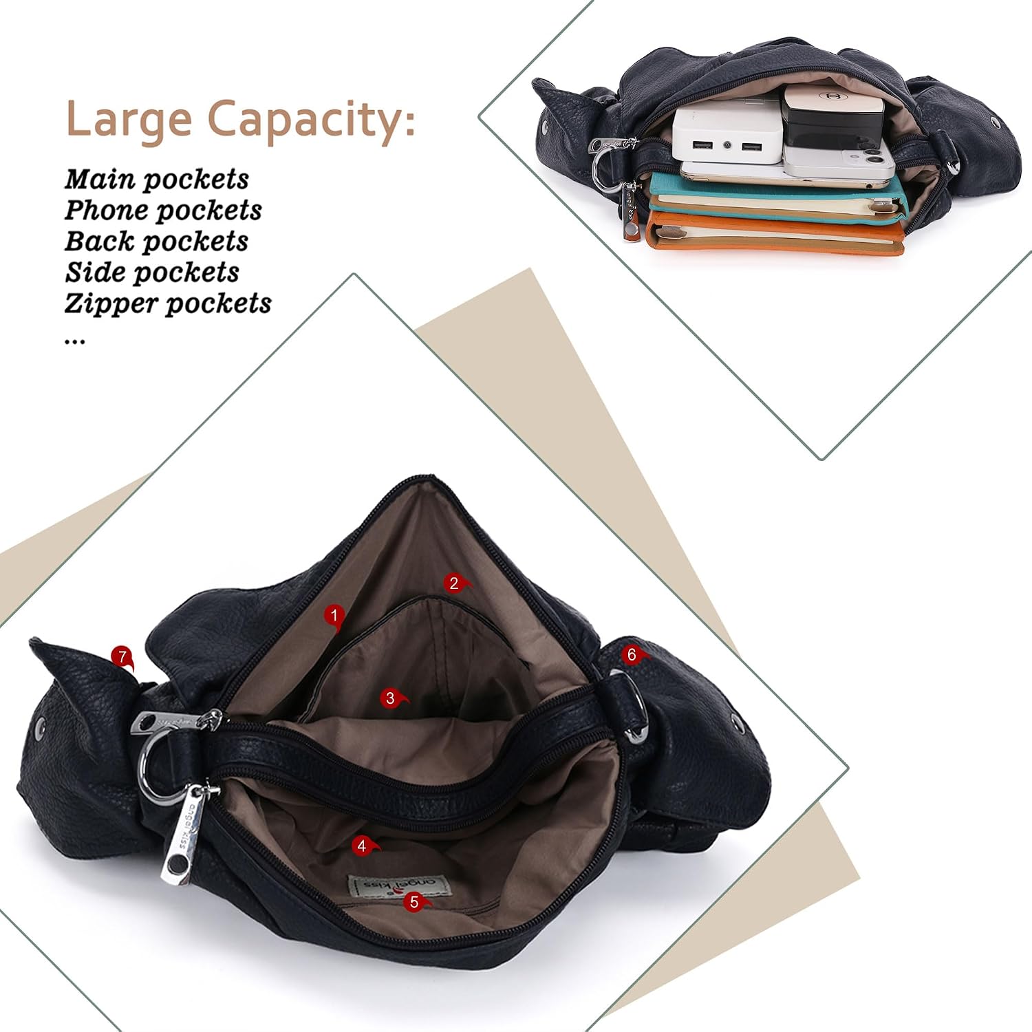 Angel Kiss Purses for Women Hobo Bag Soft PU Leather Shoulder Bag for Women image 5