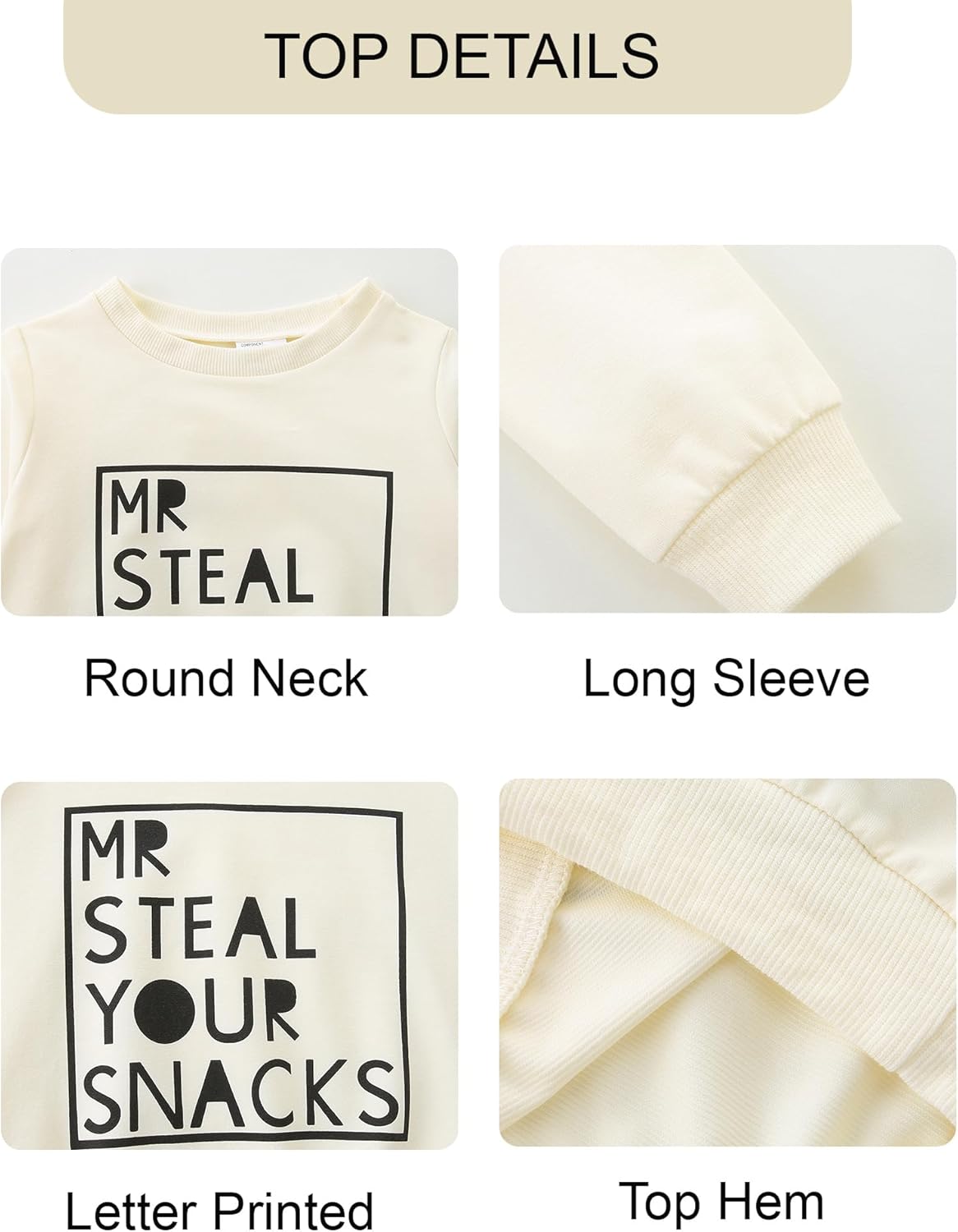 CIZENOFURS Baby Boy Clothes Fall Winter Long Sleeve Sweatshirt with Pants Set Toddler Cute Letter Print Outfits - Image 4