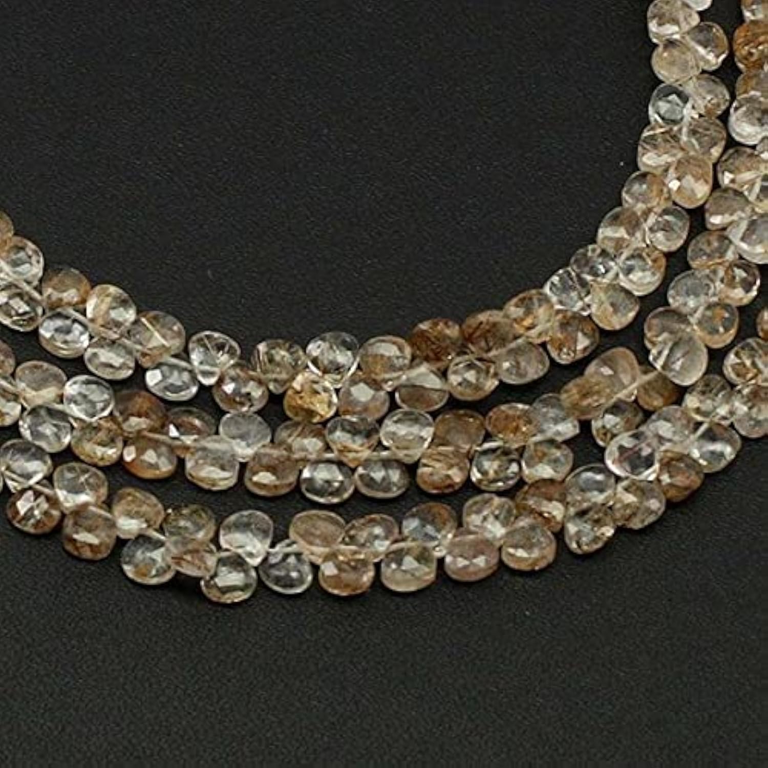 Quartz rutilé cuivre perles en cœur briolette 4.5-5mm sku2624