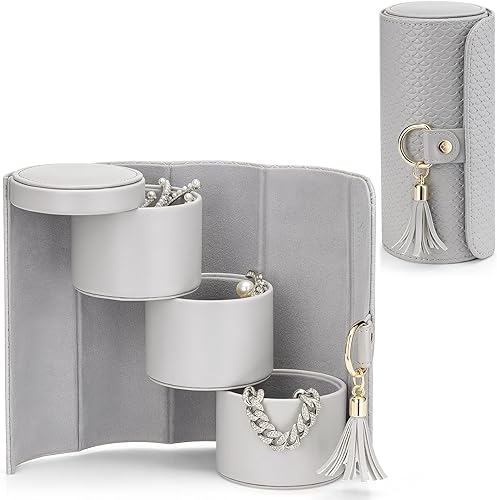 Vista 66 de Vlando Viaggio - Joyero pequeño, caja de almacenamiento para accesorios de viaje A. Gris