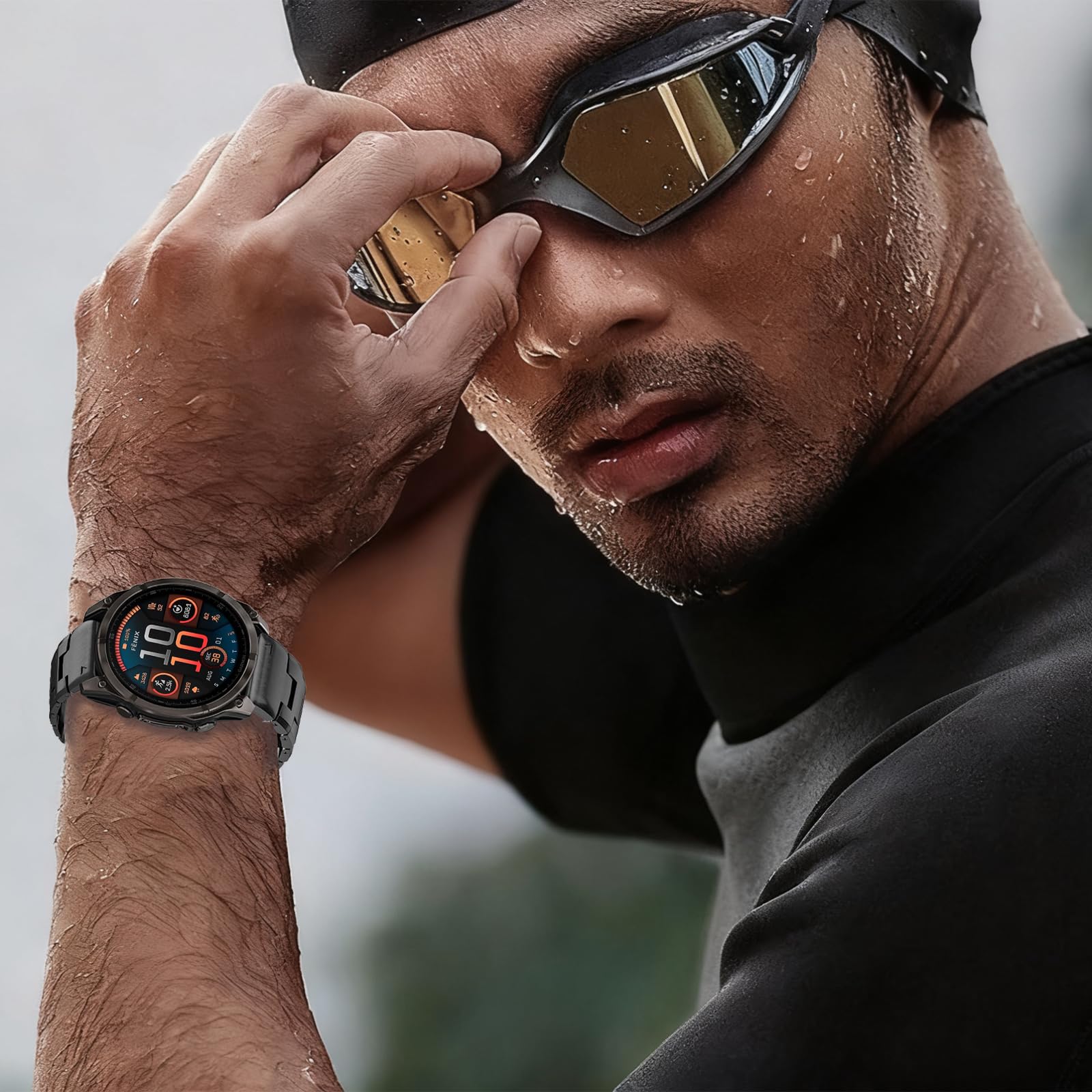 Titanowy pasek kompatybilny z zegarkiem Garmin Fenix 8 51mm/Fenix 7X/7X Pro/6X/6X Pro/5X Plus/5X/ Fenix 3/3 HR 26mm Szybka wymiana paska tytanowego Quick Fit na Descent MK1/Mk2/Mk2S、Enduro/Enduro 2