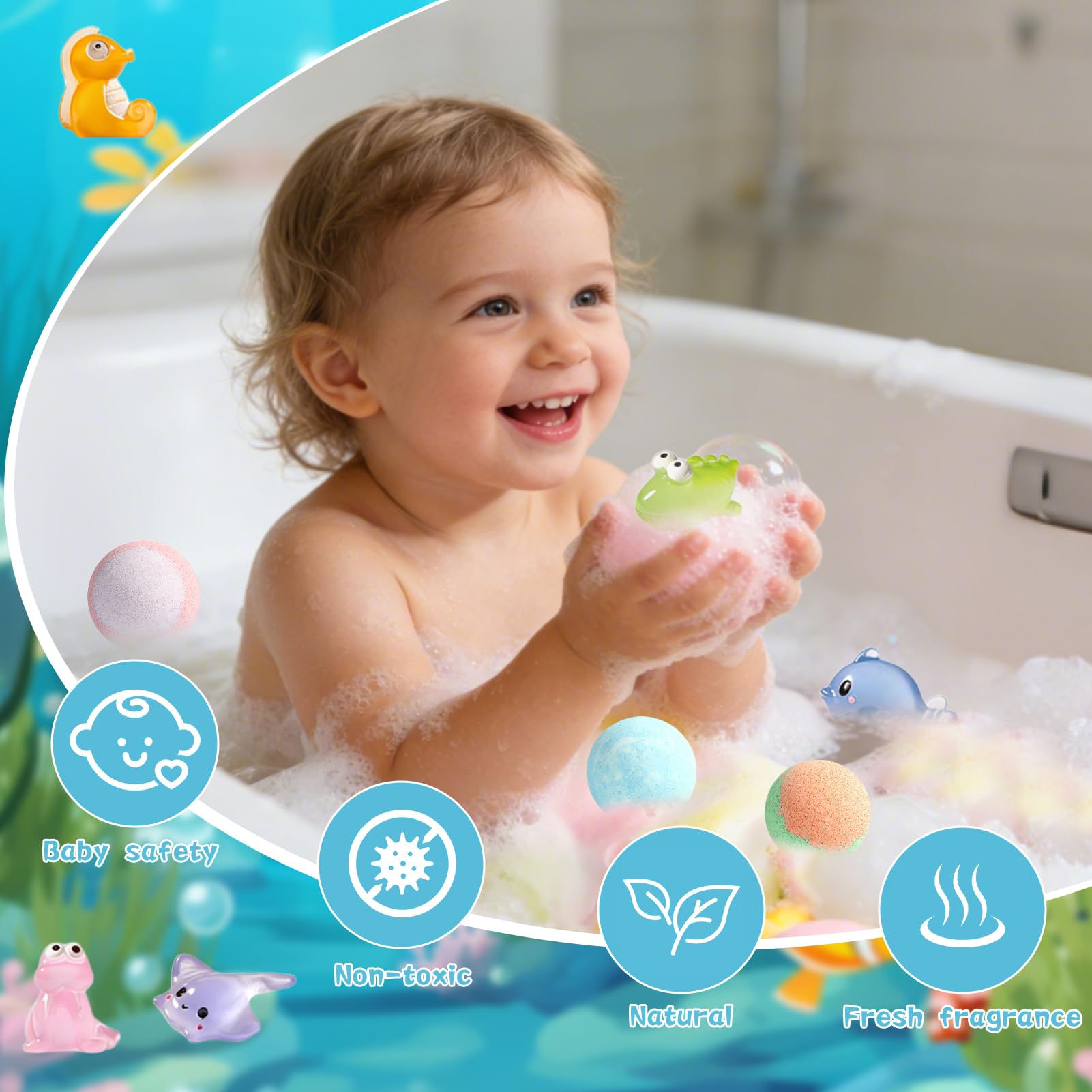 Bath Bomb Gift Set for Kids, Badebomben Kinder mit Überraschung, Handgefertigte Kreative Badesalz Badekugeln Kinder, Bunte Badesalz Kugeln In Tierform Geschenk für Kinder Frauen Schaumbad (B)