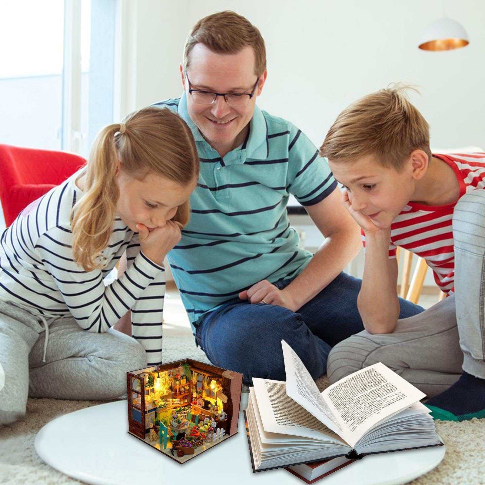 Kit fai da te per una casa in miniatura Giocattolo Di Costruzione | Kit Piccola Casa in Miniatura per Libreria Soggiorno Abitazione Appartamento Dormitorio Scrivania Decor