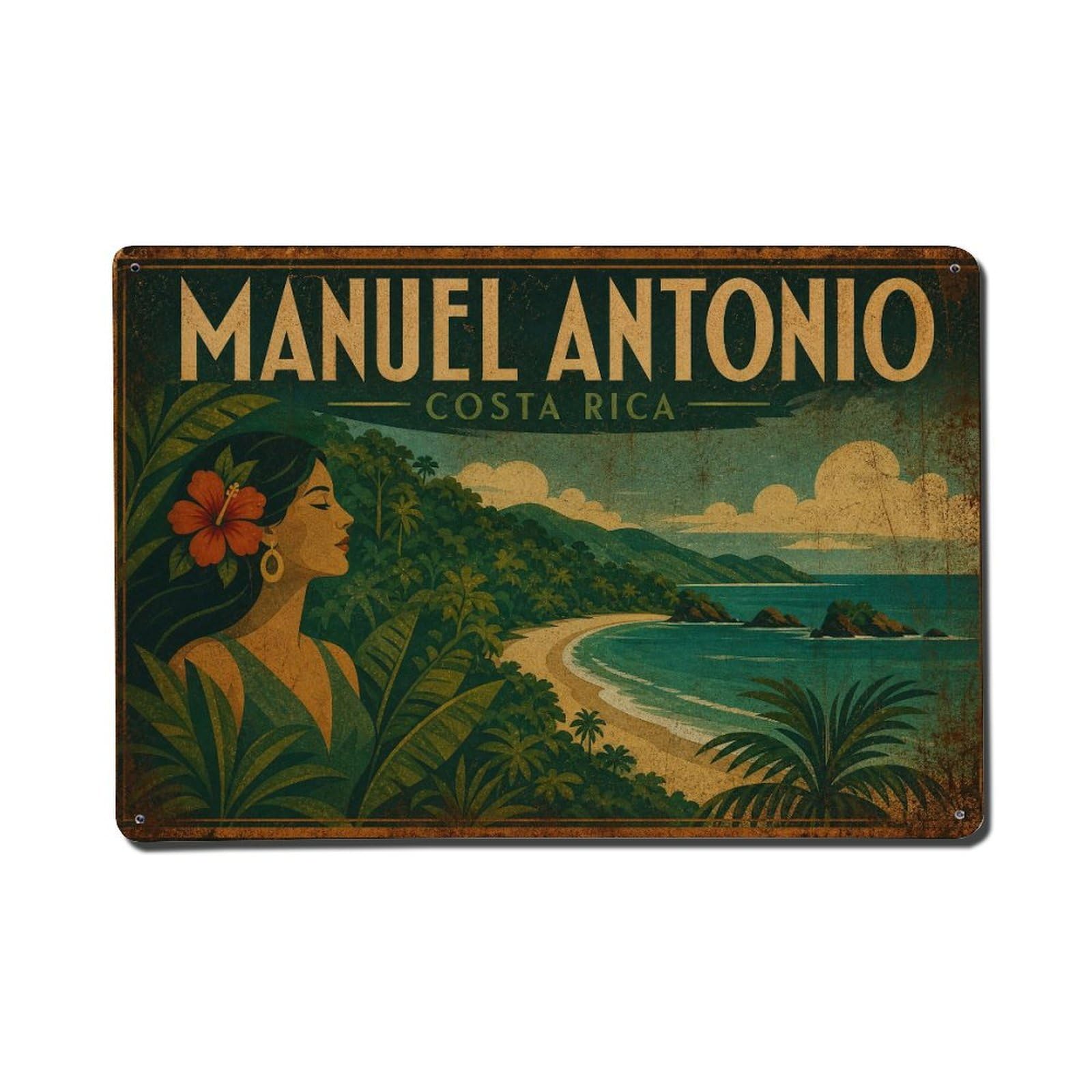 Travel Retro Costa Rica Manuel Antonio Metal Tin Sign