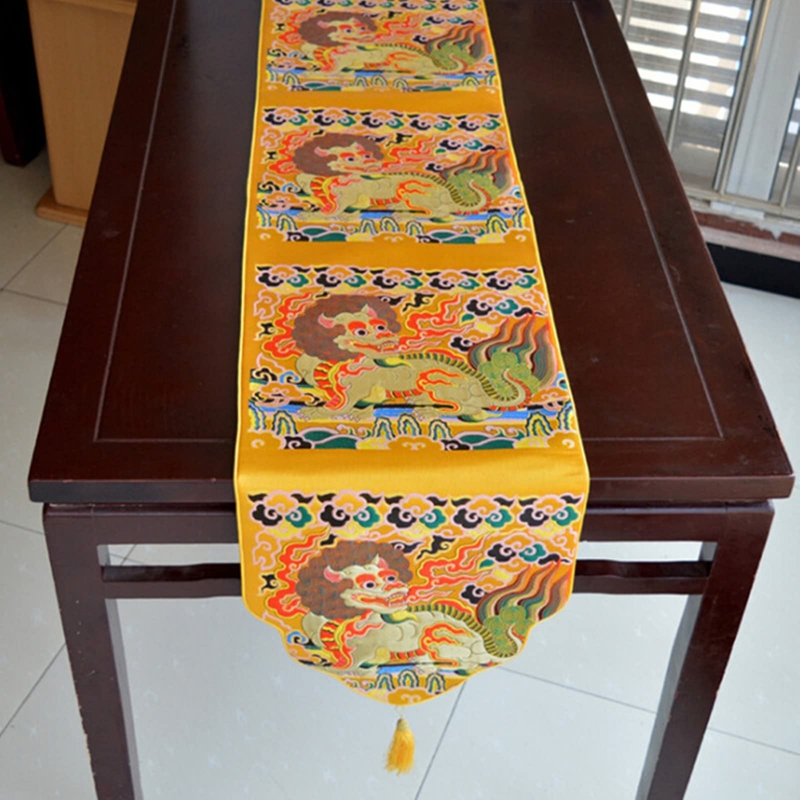 Runner da tavola lungo oro, tovaglia runner da tavola in poliestere, 33 x 200 cm, decorazione da tavolo natalizia