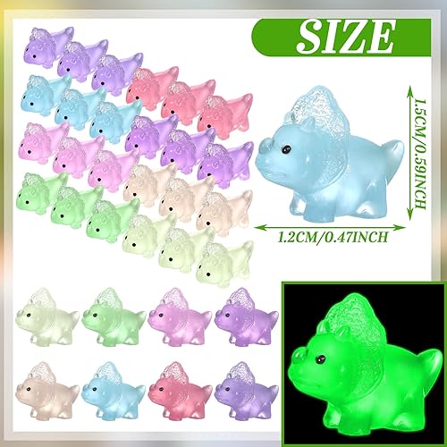 Miniatura 3 de Liliful 48 piezas de mini figuras de dinosaurio de resina, pequeño dinosaurio luminoso para mini jardín, micro paisaje, acuario, decoración del
