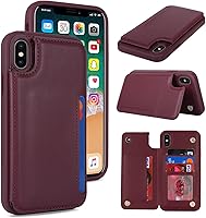 Vista 12 de iCoverCase Compatible con Funda para iPhone XR con Tarjetero, Funda de Teléfono Tipo Cartera para Hombres y Mujeres con Bloqueo RFID de Piel Beige