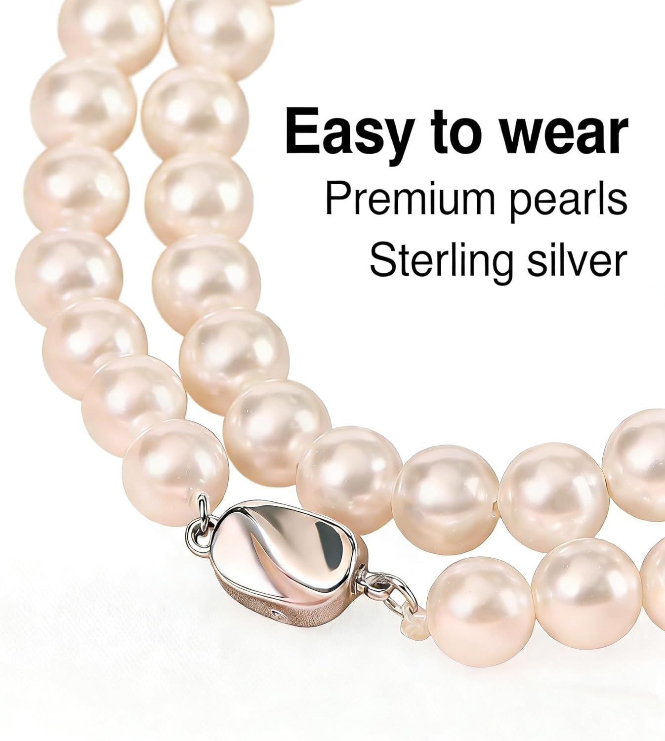 Freshwater Pearl Necklace Set Includes Bracelet and Earrings Genuine Pearl Set Jewelry for Women 925 Sterling Silver Pearl Jewelry for Mother's Day, Anniversary, Birthday, Valentine's Day, Wedding