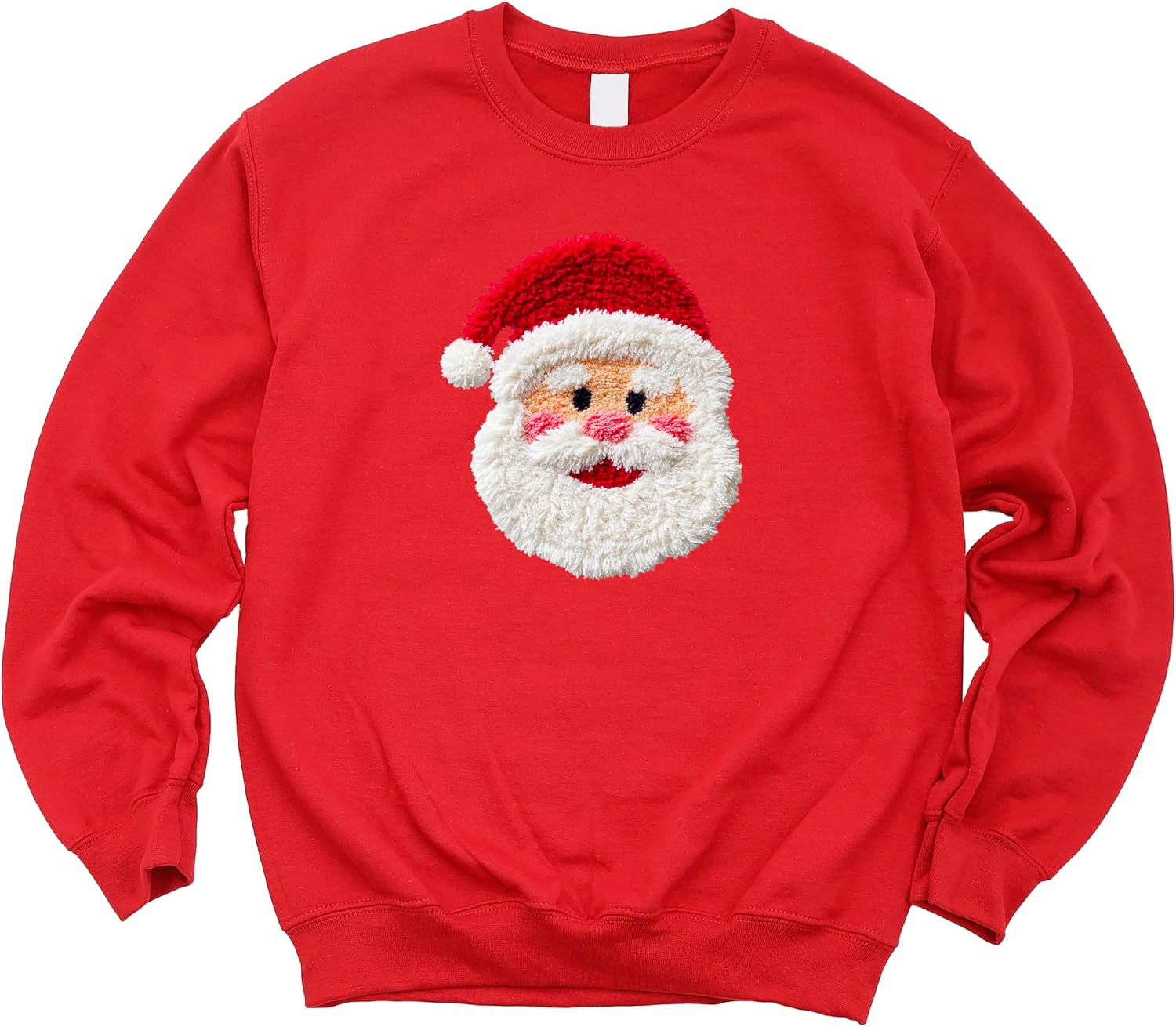 Olive Loves Apple Ink Printed Image NOT a Yarn Patch - Faux Yarn Santa Sweatshirt Matching Holiday Sweater