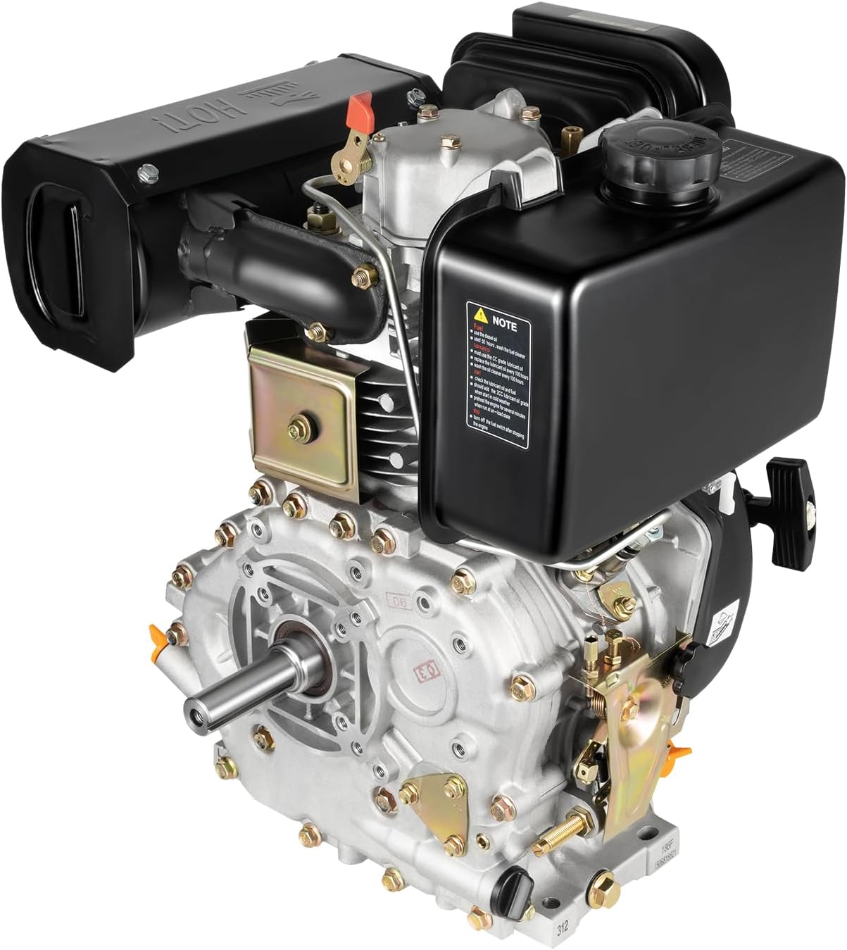 9HP 4-Stroke Diesel Engine, 406cc Industrial Grade Air-Cooled Single-cylinder Engine Recoil Start System Use for Micro-Tiller, Irrigation Machine, Generator Set