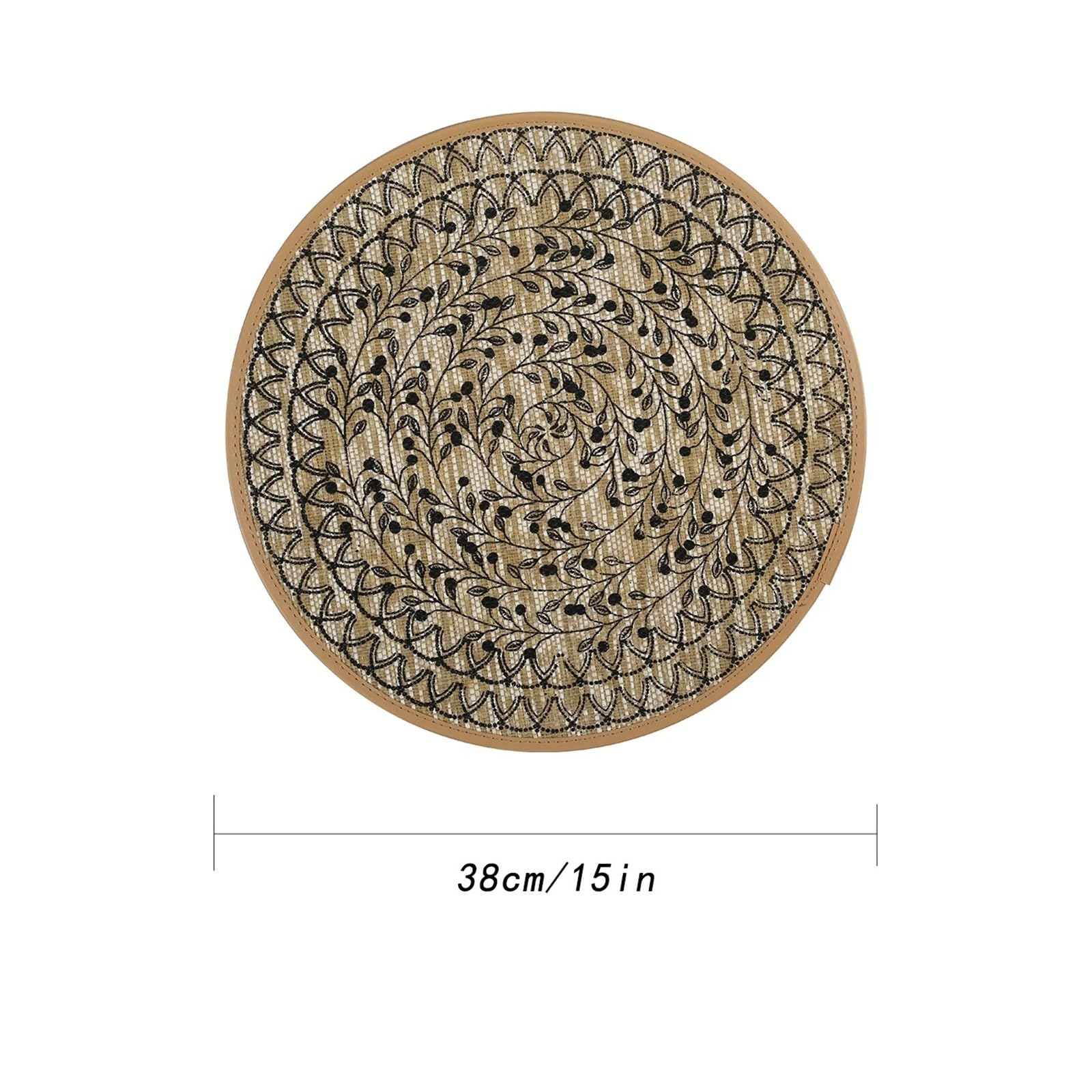 Ensemble de napperons en Jute 4/6/8/12 pièces, Tapis Table à Manger Ronds antidérapants for la Cuisine, Mariage, décoration Maison(Black,8pcs)