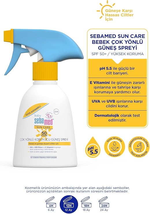 Sebamed Baby SPF 50+ 98% UVA Protective Omnidirectional Protective Children's Sun Spray 200 ml with UVB Filter