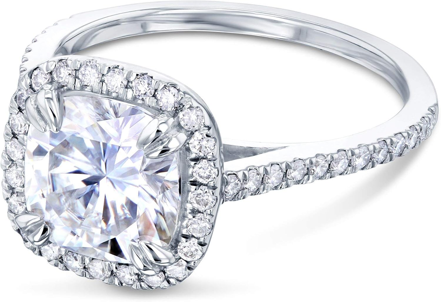 Kobelli 2ct Cushion Moissanite & Lab Diamond Halo Ring