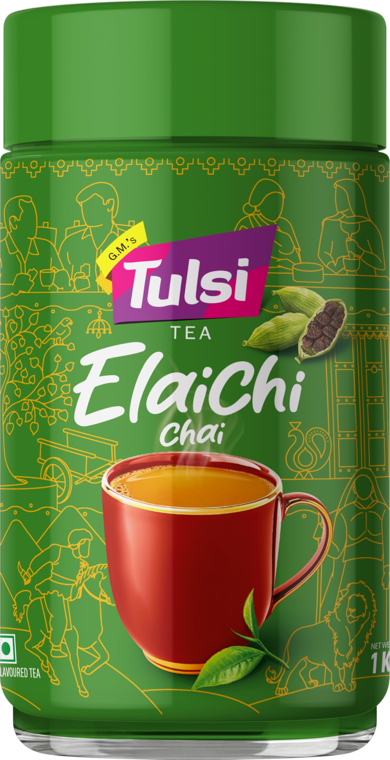Tulsi Tea Elaichi Chai 1kg Jar|100% Natural Elaichi Tea Powder - Image 1
