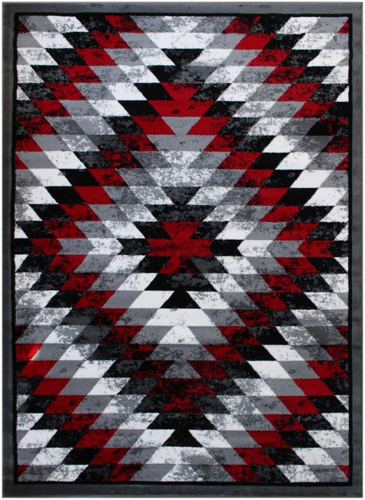 Masada Rugs, Stephanie Collection Area Rug Southwest Native American Distressed Design 1106 Red Grey White Black (5 Feet 3 Inch X 7 Feet 3 Inch)