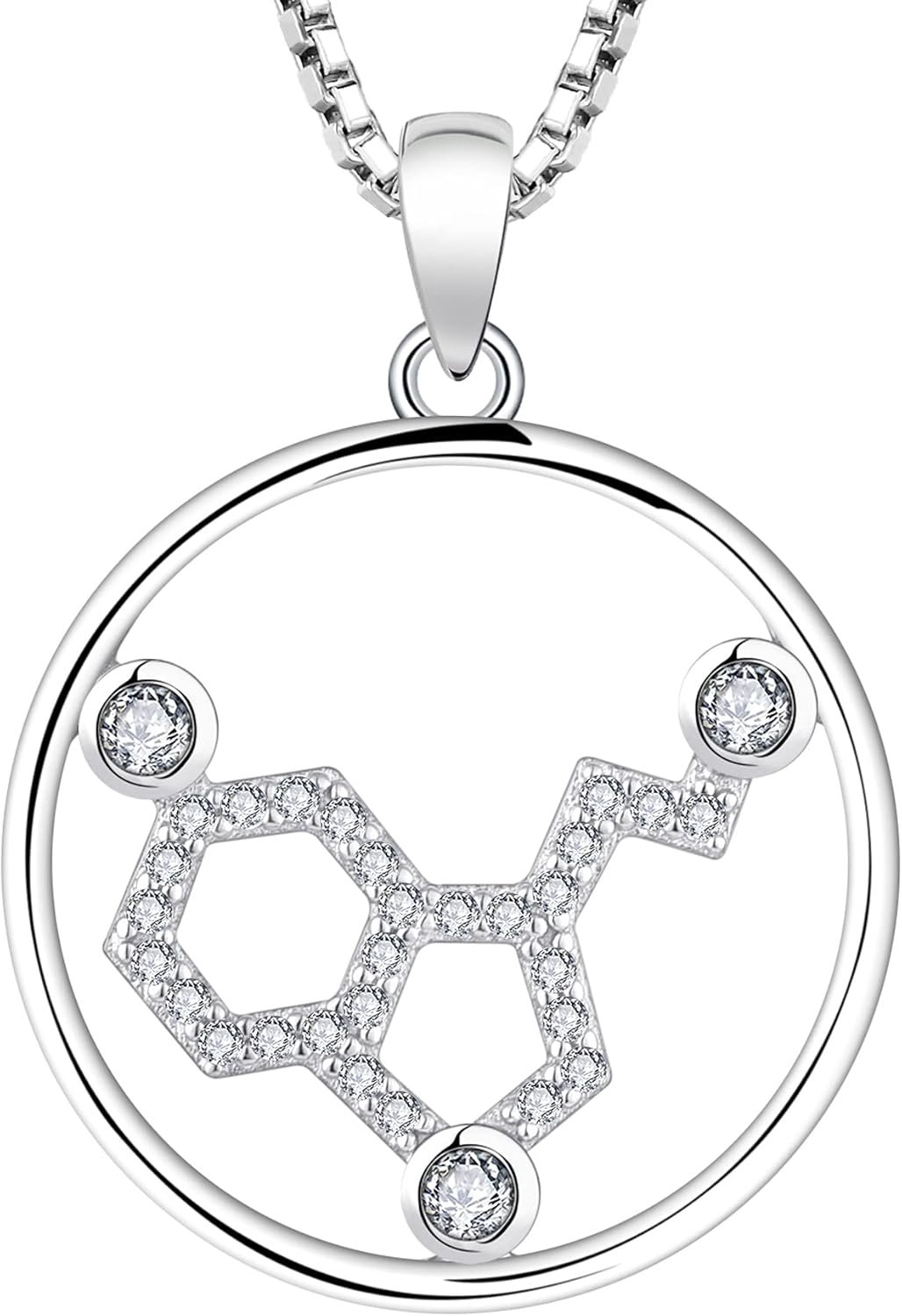 YL Serotonin Necklace Sterling Silver Dopamine Pendant Molecule Jewelry for Women