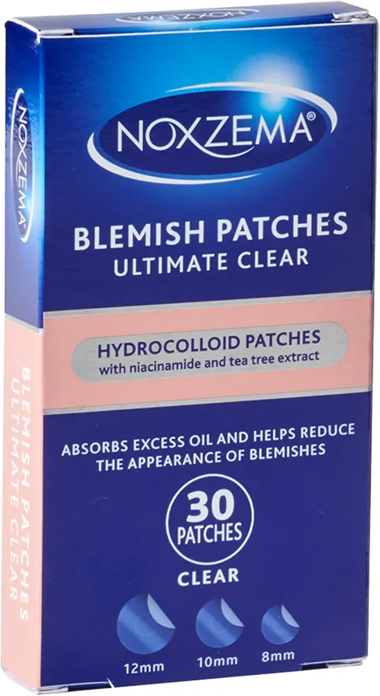 Amazon.com: Noxzema Blemish Patches – Ultimate Clear Hydrocolloid Acne Pimple Patches with Niacinamide & Tea Tree Extract – Absorbs Oil & Reduces Appearance of Blemishes – Dermatologist Tested, 30 Count (1 Pack) : Beauty & Personal Care