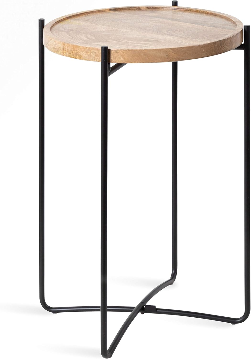 Kate and Laurel Vale Modern Side Table, 15.5 x 15.5 x 25, Natural Rustic and Black, Farmhouse End Table for Storage and Display