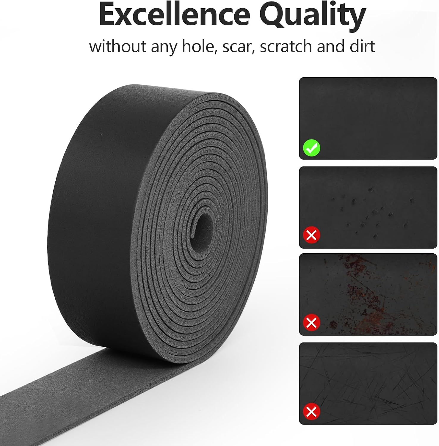 ABIDISO Faux Leather Strap 1 Inch Wide 90 Inches Long Leather Strip, Soft Leather for DIY Craft Projects, Leather Belt Strips, Hobby Workshop - Black