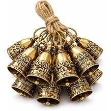 10PCS Handmade Brass Bells with Jute Twine, Rustic Decorative Small Bells for Crafts, Wreaths, Gift Wrapping, Christmas Decor, Wedding and Church Decorations