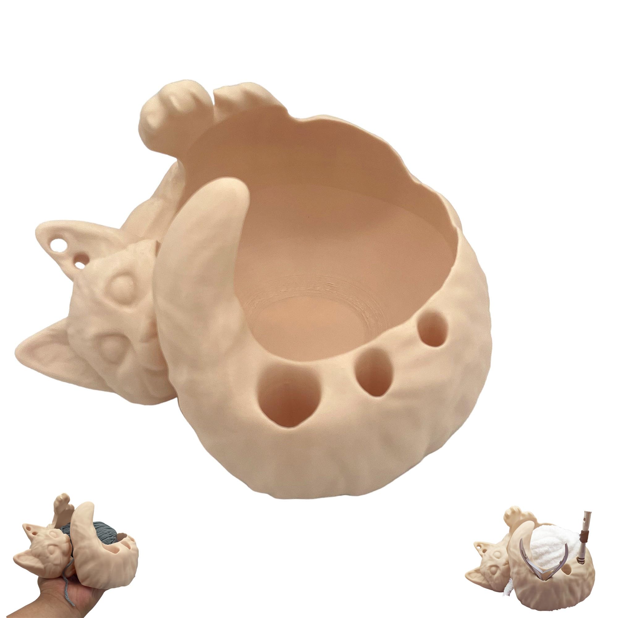 3D Dreamy Cat Yarn Storage Bowl, Craft Yarn Bowl for Crocheting...