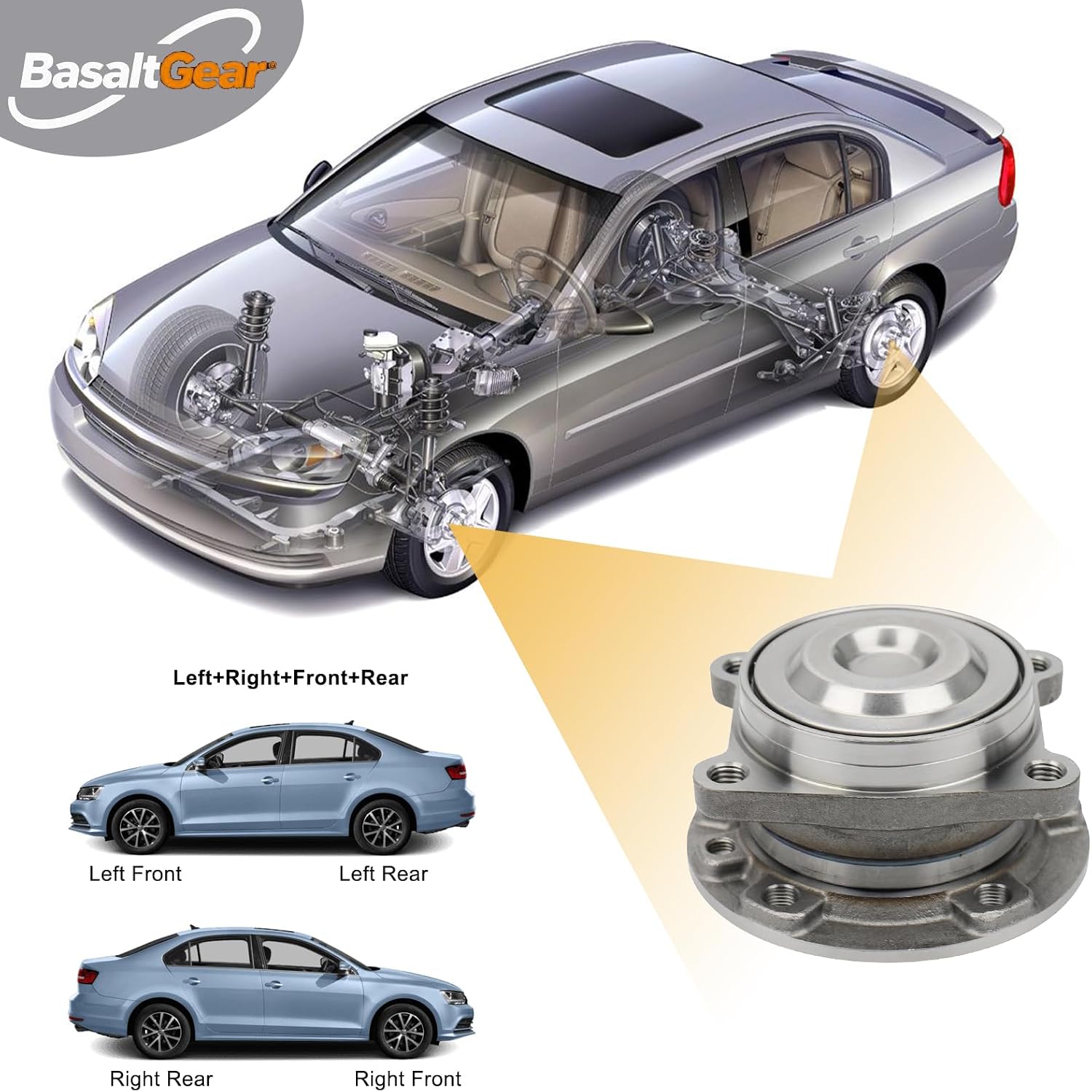 512514 Pair 2 Rear Wheel Hub and Bearing Assembly for 2014-2022 Jeep Cherokee, 2015-2017 Chrysler 200 FWD Only