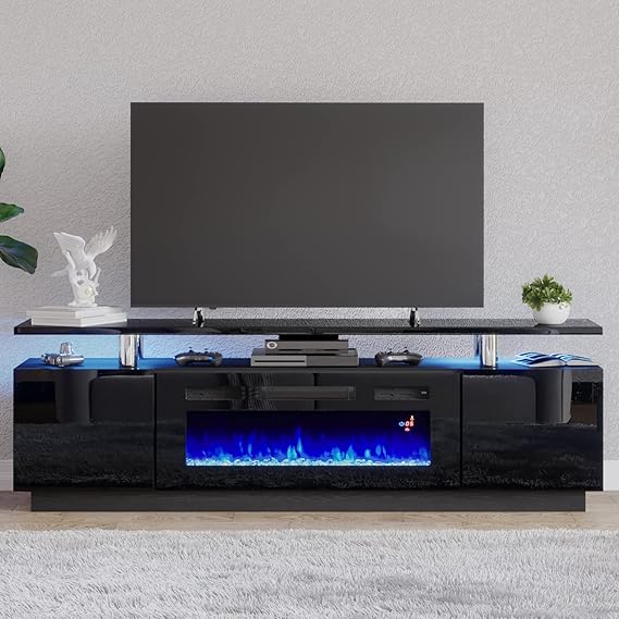 AMERLIFE Fireplace TV Stand with 36" Fireplace, 70" Modern