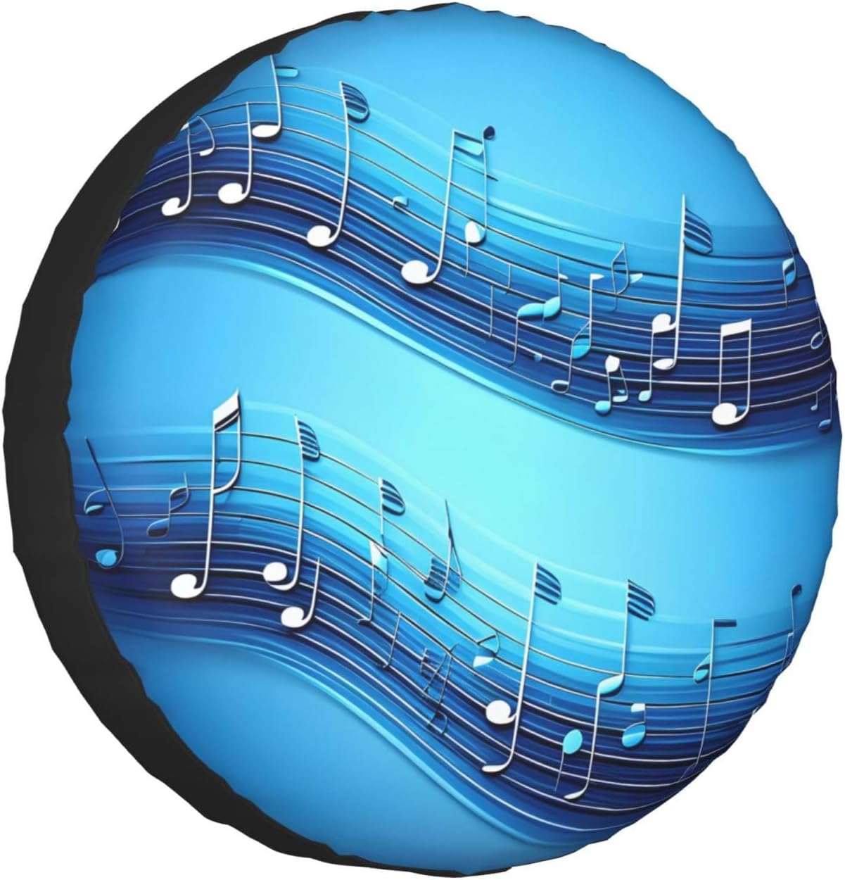 Sky Blue Musical Notes Print Tire Cover Universal Spare Wheel for Trailer Rv SUV Truck Camper Travel Accessories