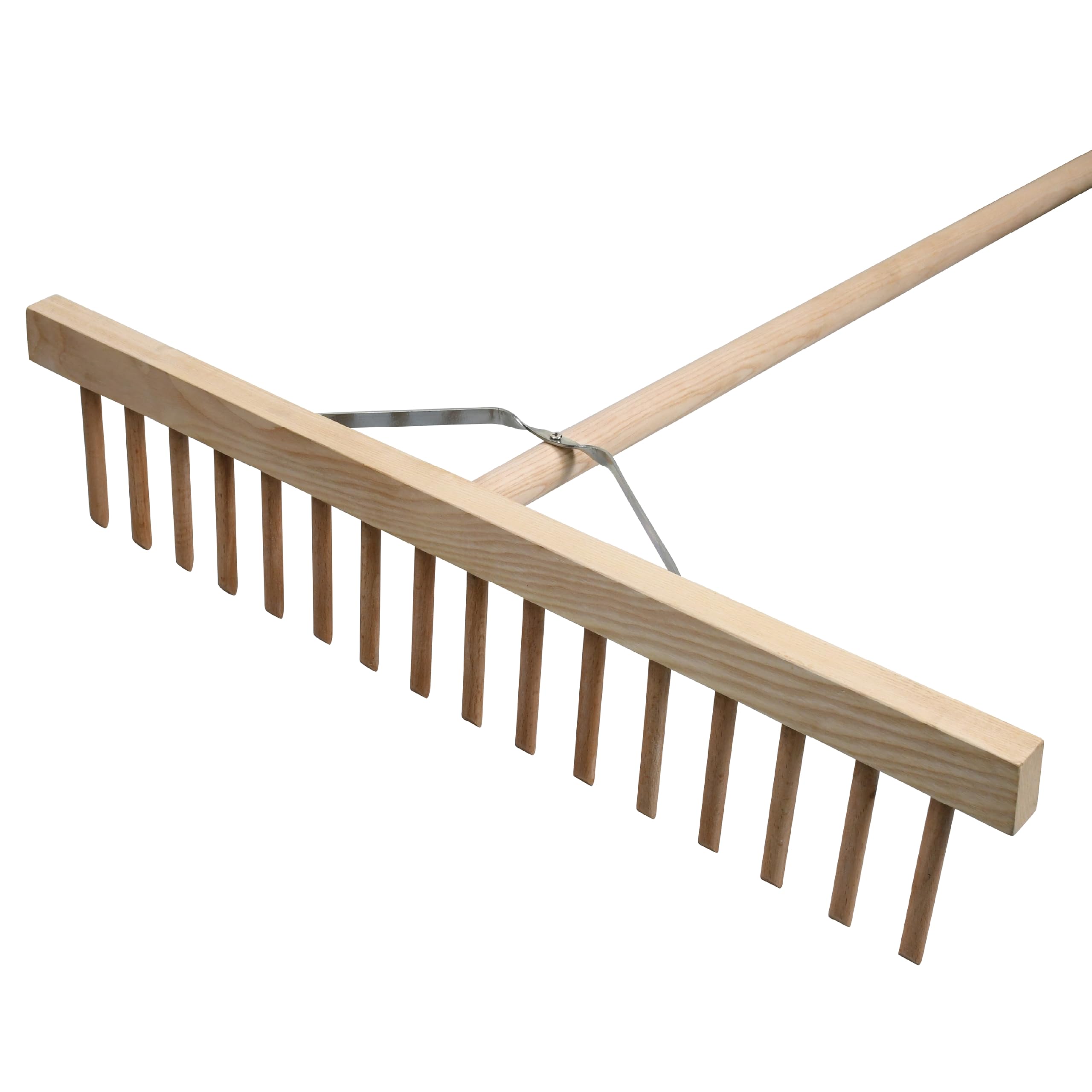 Faithfull Wooden Hay Rake 1.7m (66in) –Traditional Haywainers Pattern Garden Rake, FSC® Certified Wood, Wide Head with Dowelled Peg Teeth & Steel Stays for Hay, Grass & Straw Collection
