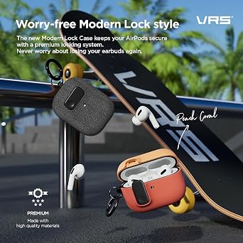VRS Design Modern Lock for Apple AirPods Pro 3rd Generation Case (2025) Sleek Protective Style with Locking Security Compatible with Airpods Pro 3 (Metallic Green)