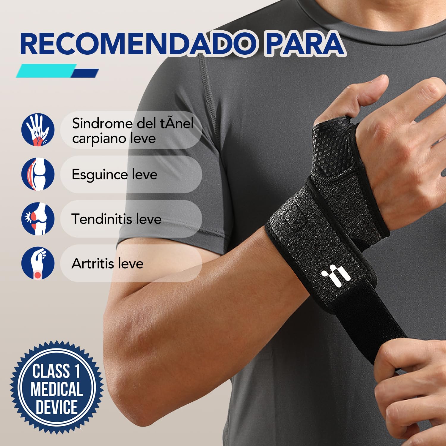 Fitomo Muñequera Tendinitis Muñeca con Apertura del Pulgar Suave para Túnel Carpiano Esguince Artritis Leve, Muñequera Metacarpiana Adjustable para Deportes Trabajos Gym Dormir(Derecha)