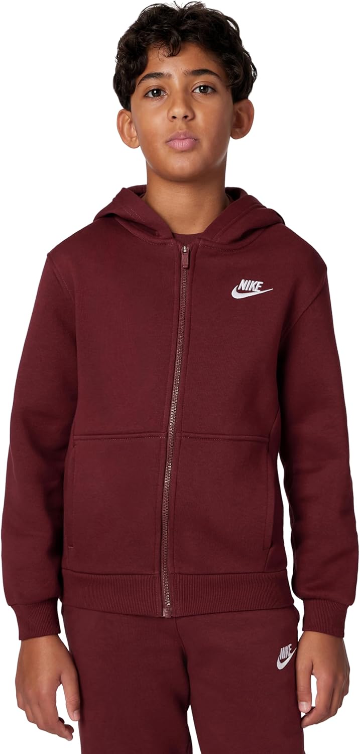 Nike Unisex Big Kids' Sportswear Club Fleece Full-Zip Hoodie - Boys and Girls Sweatshirt