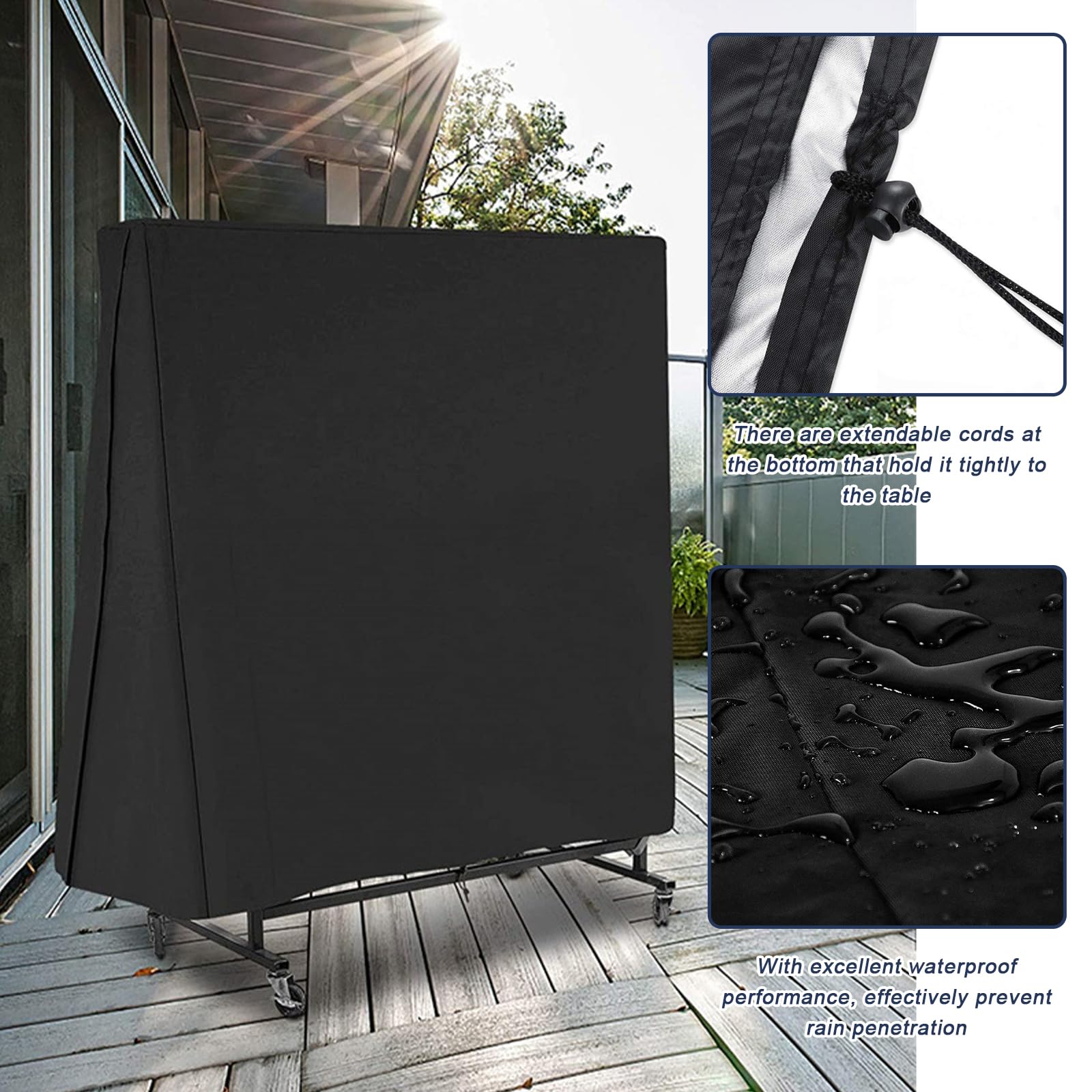 Copertura per tavolo da ping-pong, per esterni, impermeabile, antivento, resistente ai raggi UV, in tessuto Oxford, ping-pong, copertura per tavolo da ping pong, 185 × 70 × 165 cm