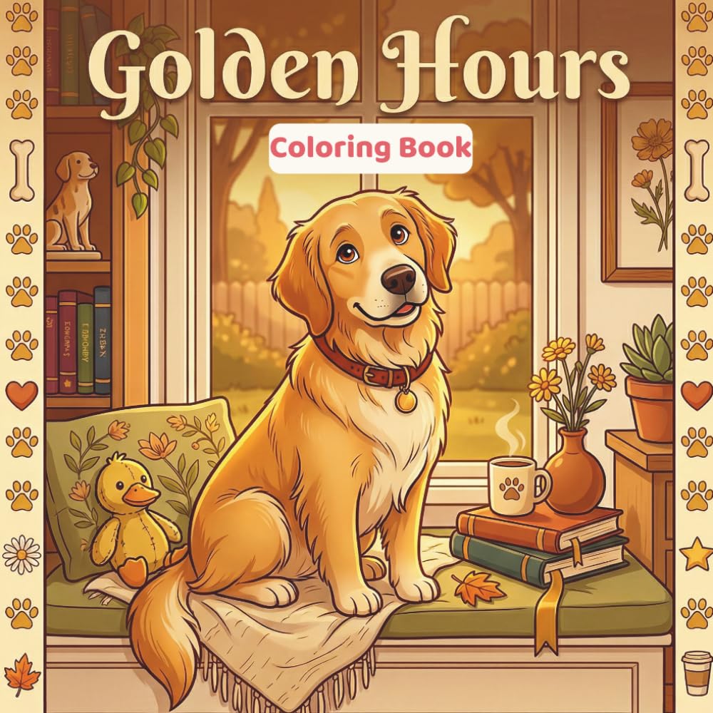 Cozy Golden Hours: A Golden Retriever Coloring Book for Adults — 50 Cozy & Heartwarming Scenes Celebrating the World's Most Lovable Dog