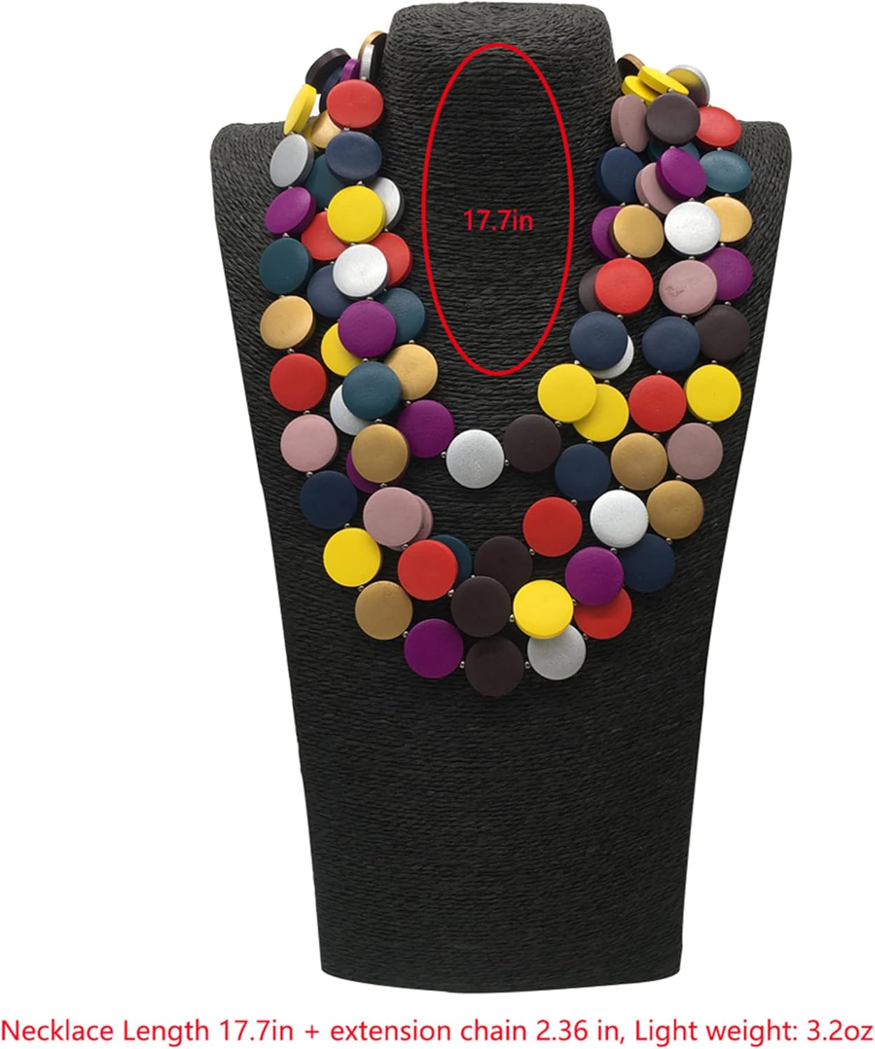 Statement Multicolor Wood Bead Chunky Layered Necklace For Women Multi Layer Color Wooden Beaded Bib Long Strand African Necklace For Women Fashion Jewelry Costume (Multicolor) - Image 6
