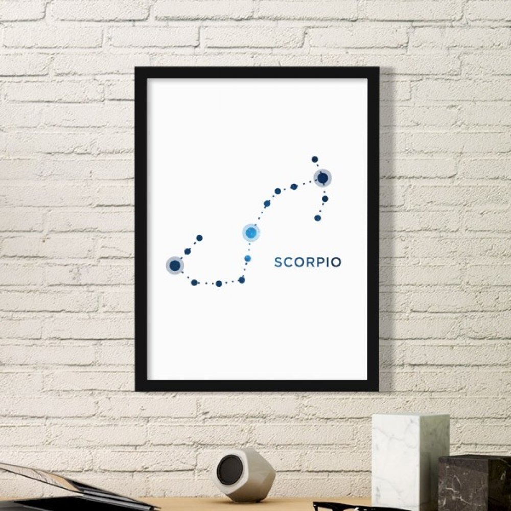 Signo del zodiaco Escorpión en marco negro de fotos para decorar la pared de casa