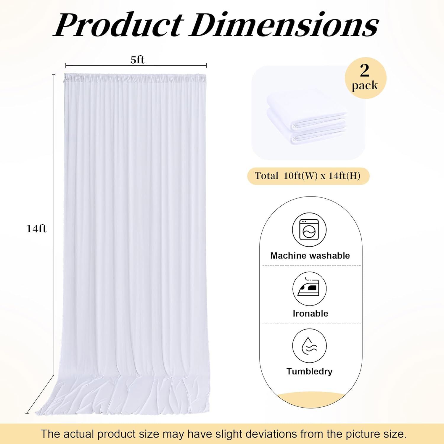 10ft x 14ft White Backdrop Curtains for Parties, 2 Panels Wrinkle Free Photo Backdrop Back Drop Cloth for Wedding Birthday Photography Background Decor