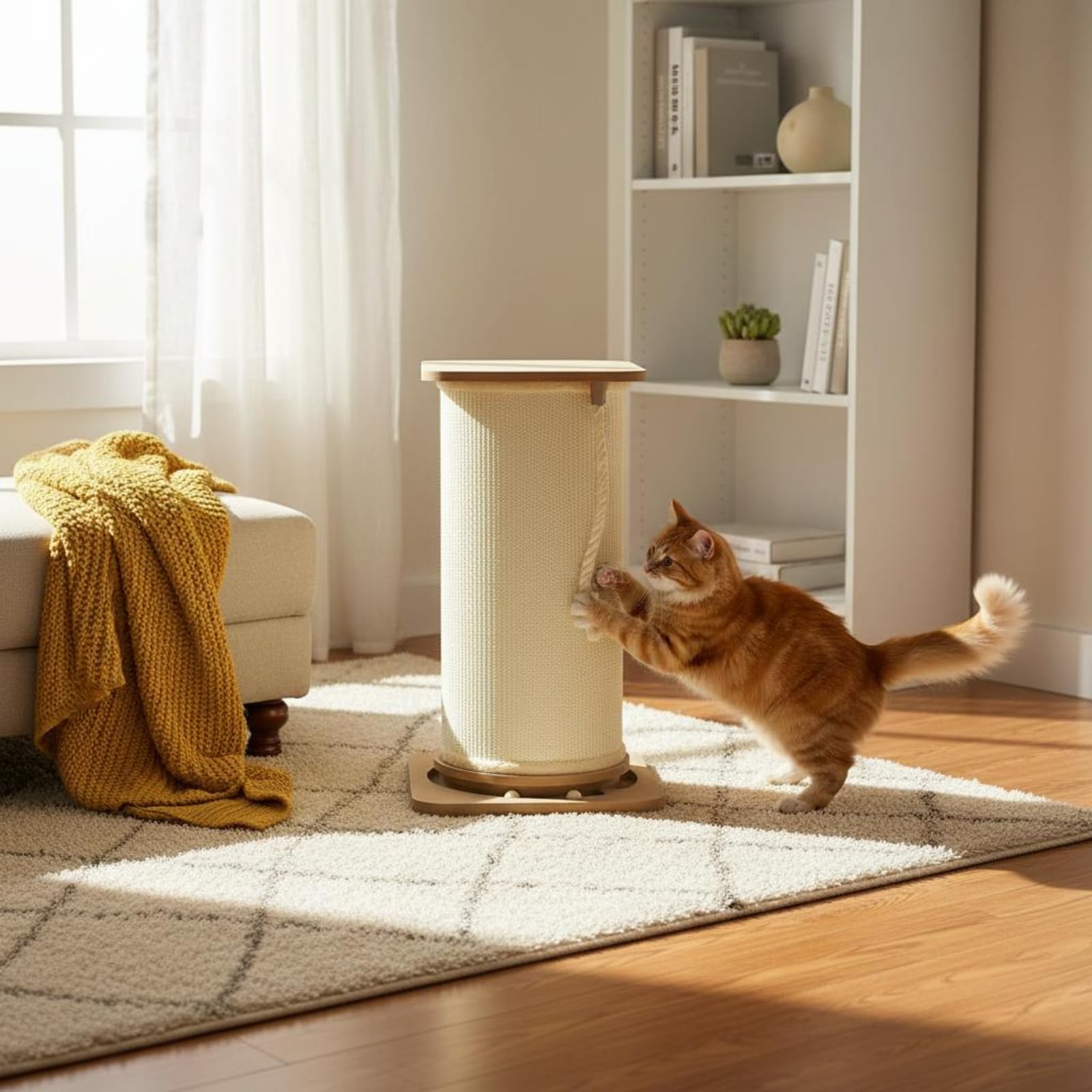 Sisal-Kratzsäule Fusselarm Sisal Kratzstamm Stabil Stehender Kratzbaum für Wohnzimmer