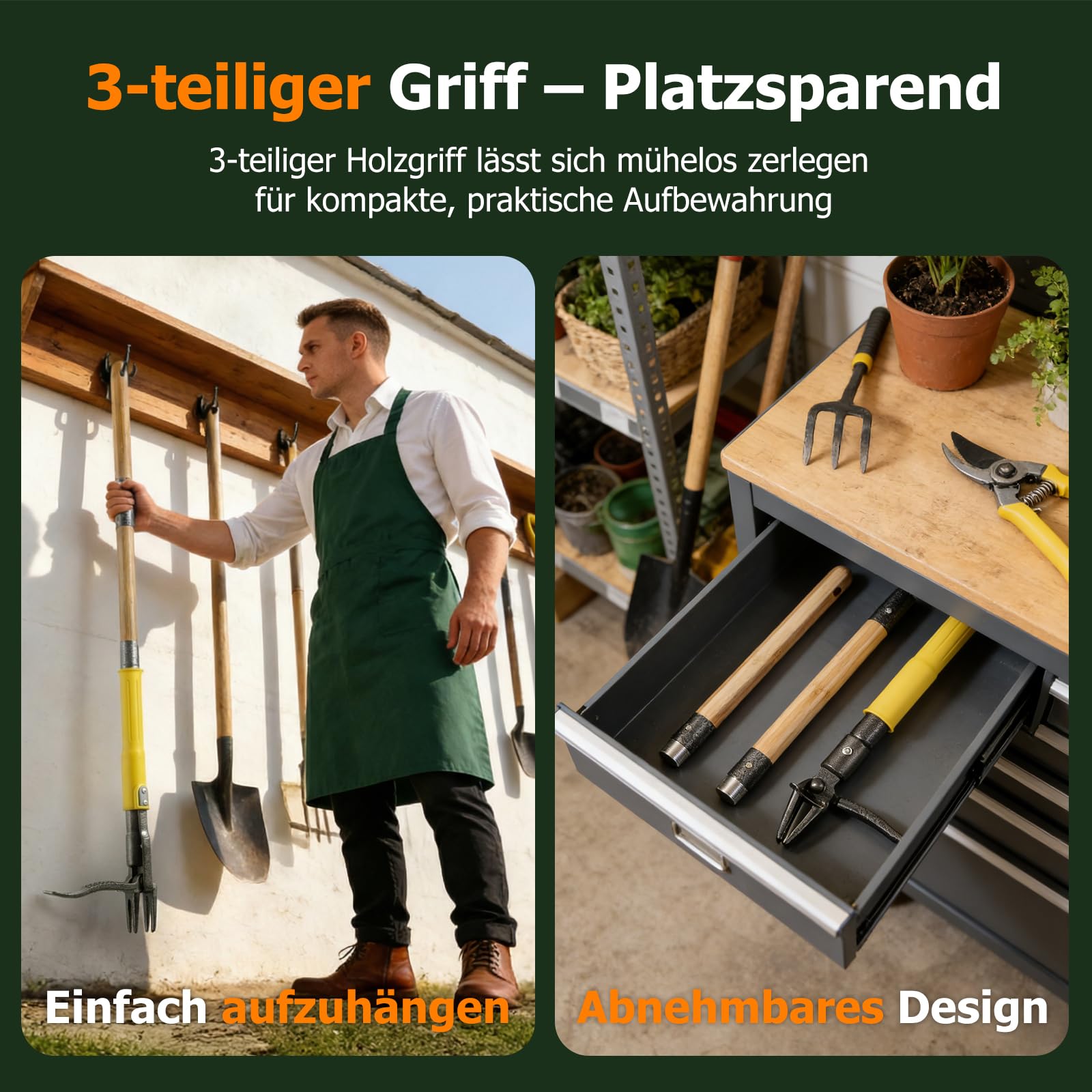 Unkrautstecher mit langem Stiel und Auswurfmechanismus – Stand-Up Unkrautentferner mit verstärktem Stahl und 3-teiligem Holzgriff – Schonendes und effektives Gartengerät für Löwenzahn und Disteln
